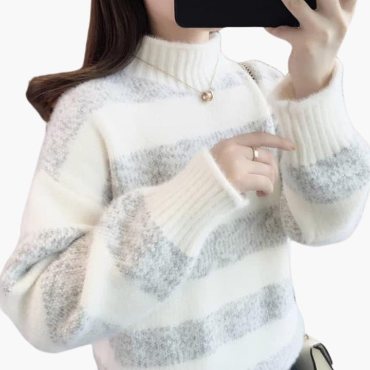 Sarina | Sweater with Roll Neck and Striped Design for Women