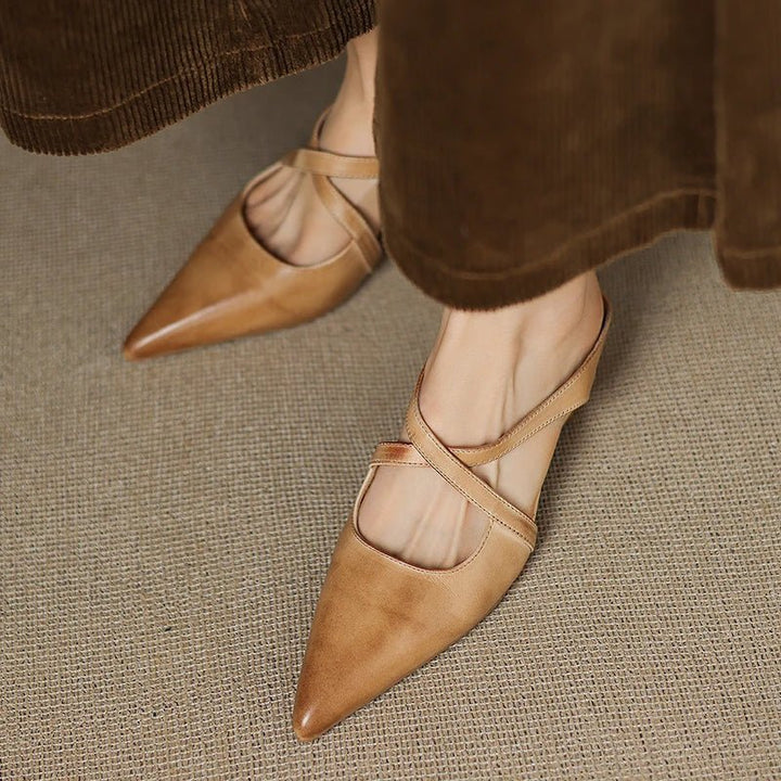 Camila | Mules eleganti e alla moda in pelle con cinturini incrociati