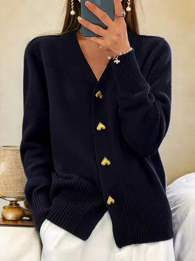 Sophia | Eleganter und kuscheliger Strick-Cardigan mit Herzknöpfen