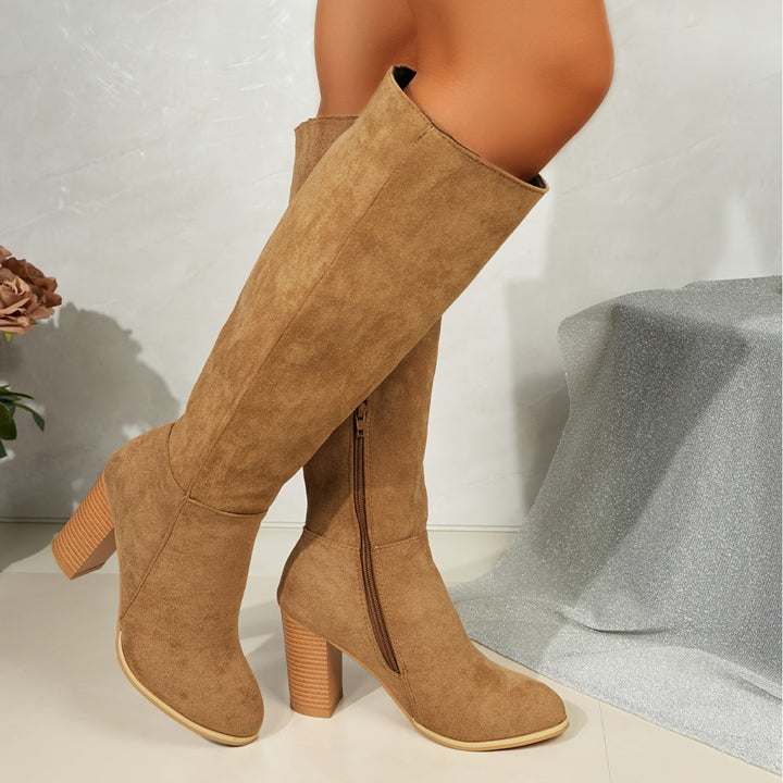 Madison | Bottes western à tige large, aspect suède et hauteur genou