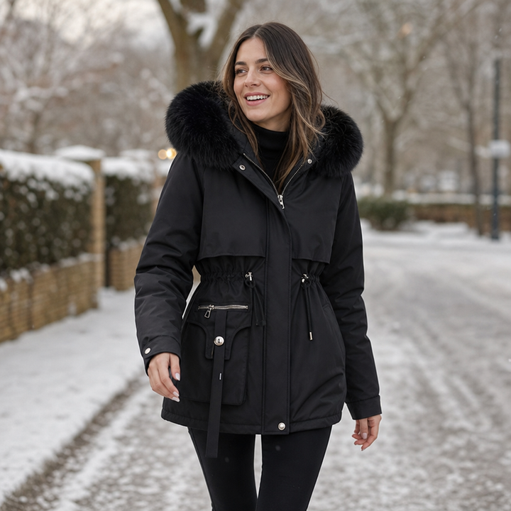 Duvella | Puffer Coat – Faux Fur Hood Double-Layered Insulation for Women