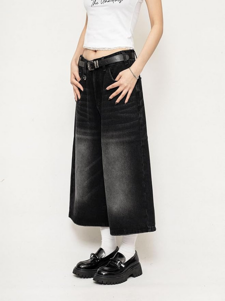 Victoria | Culotte eleganti in denim vintage effetto usato