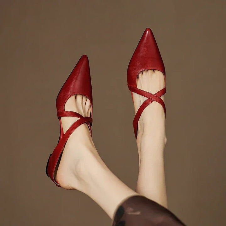 Camila | Mules eleganti e alla moda in pelle con cinturini incrociati