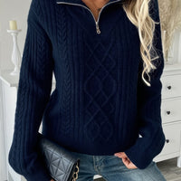 Sophie | Refined Cable Knit Half-Zip Sweater