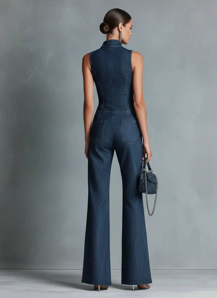 Greta | Denim Jumpsuit – Stylish Flared Fit for Women