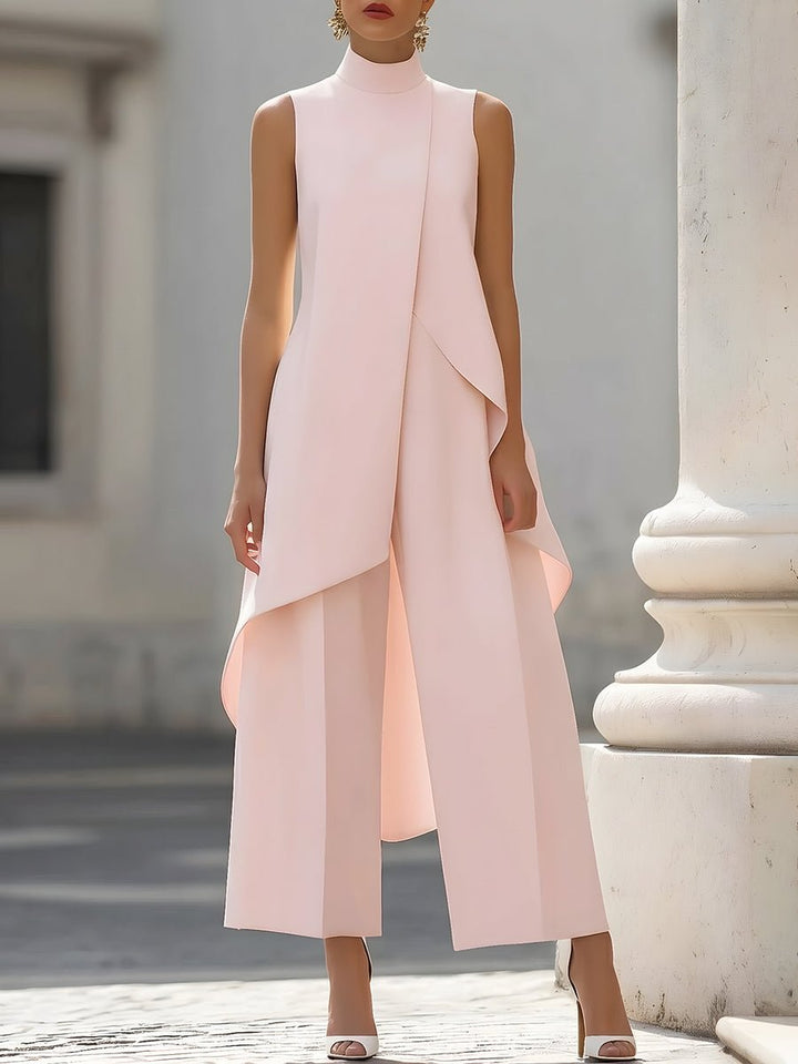 Annika | Asymmetrical High Neck Sleeveless Two-Piece Set