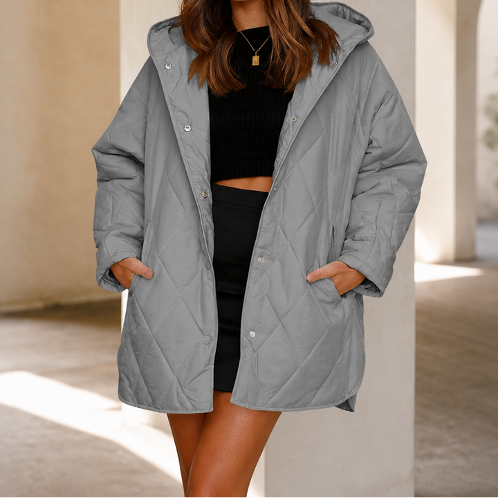 Wearbella | Diamond Quilted Hooded Puffer Jacket – Stylish Warmth for Women