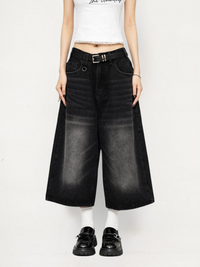 Victoria | Culotte eleganti in denim vintage effetto usato