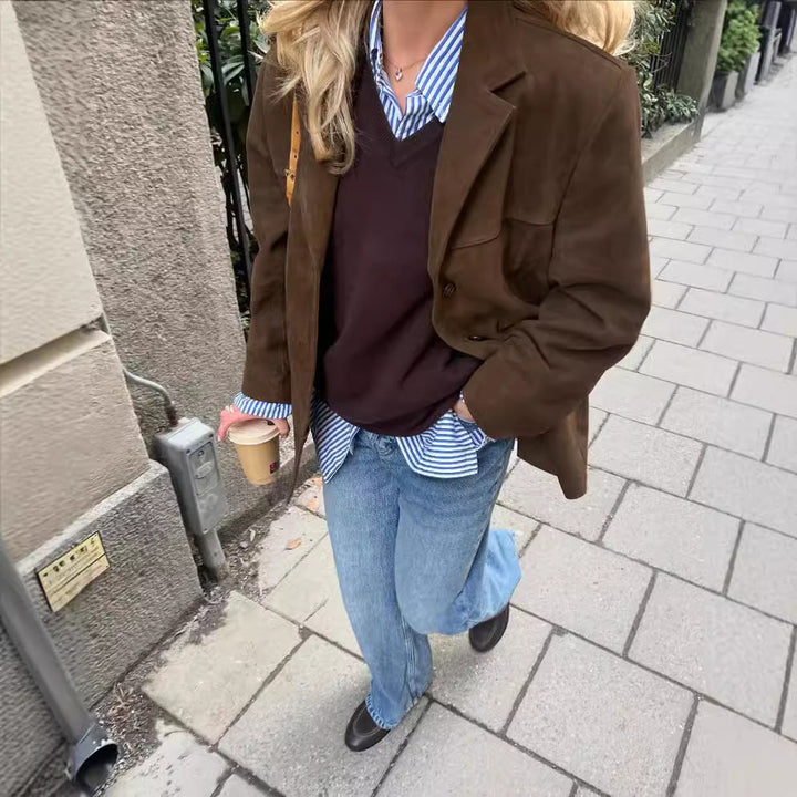 Victoria | Blazer lussuoso e morbido in camoscio