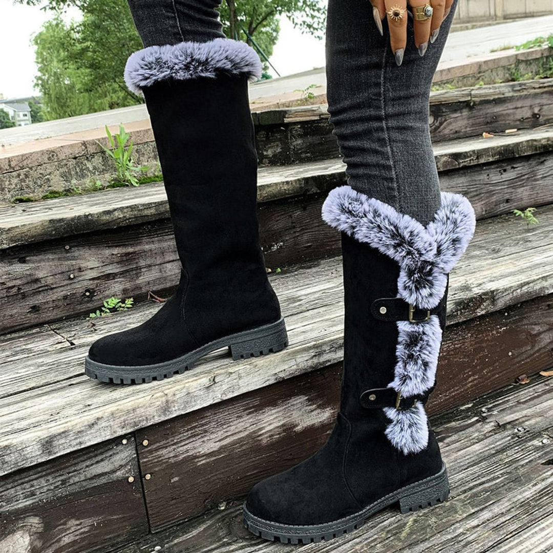 Chloe | Bottes chaudes et tendance bordées de fourrure, hauteur genou