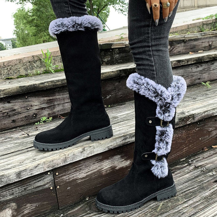 Chloe | Bottes chaudes et tendance bordées de fourrure, hauteur genou