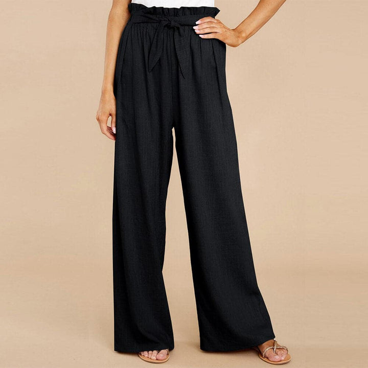 Madison | Leichte Hose mit hoher Taille, weitem Bein und Bindegürtel