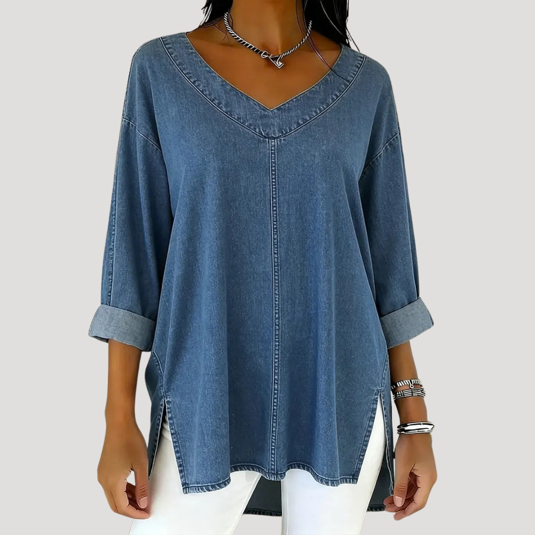 Elena | Top tunica lungo da donna elegante e comodo con scollo a V