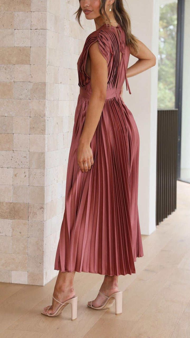 Maria | Pleated Maxi Dress for Wedding Guests