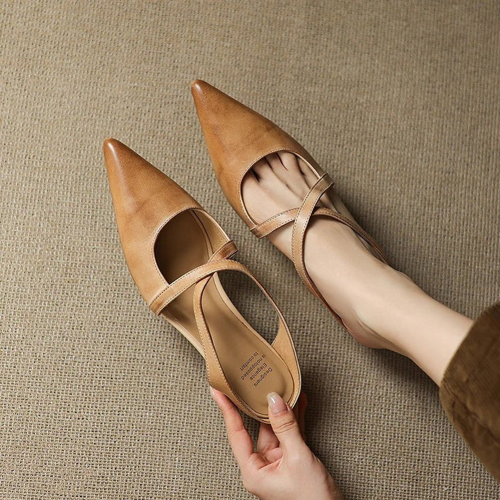 Camila | Mules eleganti e alla moda in pelle con cinturini incrociati