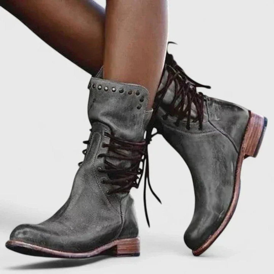 Lena | Stivali vintage e raffinati al ginocchio con lacci